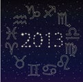 Zodiac signs in the starry sky, 2013 Royalty Free Stock Photo