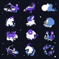 Zodiac signs or symbols, astronomy and astrology Royalty Free Stock Photo