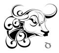 Zodiac signs - Taurus. Tattoo design.