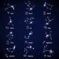 Zodiac signs. Vector astrology horoscope symbols or zodiacal icons Royalty Free Stock Photo