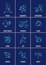 Zodiac signs, vector icon set Royalty Free Stock Photo