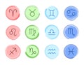 Zodiac signs. Vector set. Zodiac symbols in four colors. Astrological elements isolated Royalty Free Stock Photo