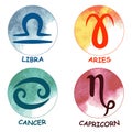 Zodiac signs. Zodiac icons. Set of round zodiac icons. Aries, Li Royalty Free Stock Photo