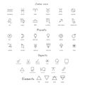 Zodiac sings astrology astronomy symbols, isolated icons Royalty Free Stock Photo