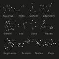 Zodiac star constellations set. Vector collection. Royalty Free Stock Photo