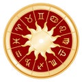 Zodiac Sun Signs, Red Background Royalty Free Stock Photo