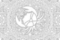 Zodiac symbol cancer on beautiful linear pattern Royalty Free Stock Photo