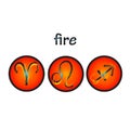 Zodiac symbols fire element