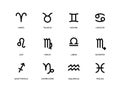 Zodiac symbols. Horoscope and astrology line signs, aries taurus gemini cancer leo virgo libra scorpio and other icons Royalty Free Stock Photo