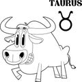 Outlined Taurus Cartoon Character Horoscope Zodiac Sign Royalty Free Stock Photo