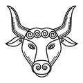 Zodiac Taurus Sign, Symbol of Bull, Outline Animal