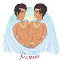 Gemini as a beautiful man with swarthy skin Royalty Free Stock Photo