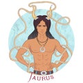 Taurus as a beautiful man with swarthy skin Royalty Free Stock Photo