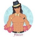 Virgo as a beautiful man with swarthy skin
