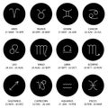 Zodiacal constellations vector icons. Horoscope set. Zodiac signs collection Royalty Free Stock Photo