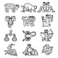 Zodiacal figures set Royalty Free Stock Photo