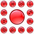 Zodiacal red buttons Royalty Free Stock Photo