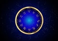 Wheel of the zodiac and constellations, set collection of 12 zodiac signs, Aries, Taurus, Leo, Gemini, Virgo, Scorpio, Libra Royalty Free Stock Photo