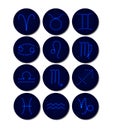 Zodiacs signs. Shianing stars icons set.