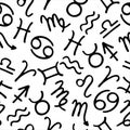 Zodiak seamless pattern. Hand drawn horoscope elements Royalty Free Stock Photo