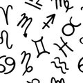 Zodiak seamless pattern. Hand drawn horoscope elements Royalty Free Stock Photo