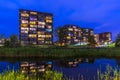 Zoetermeer downtown district city skyline during dusk