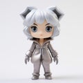 Zoey: Kawaii Vinyl Toy With Grey Hair And Silver Outfit