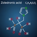 Zoledronic acid, zoledronate molecule. It is bisphosphonate, used to treat a number of bone diseases. Structural