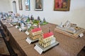 Zolochiv, Ukraine - July 24, 2018: Small replicas of different b