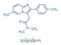 Zolpidem insomnia drug sleeping pill molecule. Skeletal formula. Royalty Free Stock Photo