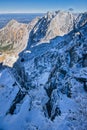 Zolta Turnia from Zawrat saddle in Polish High Tatras during winter