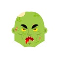 Zombie angry emoji. Living Dead evil emotions avatar. Undead aggressive. Vector illustration