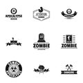Zombie apocalypse logo set, simple style Royalty Free Stock Photo