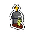 Zombie arm in grave sticker Royalty Free Stock Photo