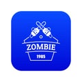 Zombie attack icon blue vector