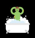 Zombie in bath isolated. Green dead man washes. Vector illustration for Halloween Royalty Free Stock Photo