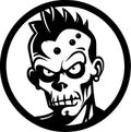 Zombie - black and white isolated icon - vector illustration Royalty Free Stock Photo