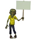 Zombie boy holding blank Royalty Free Stock Photo