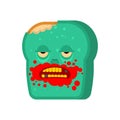 Zombie bread. Piece of green dead bread