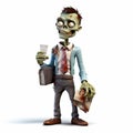 Funny Zombie Businessman Collecting Money In Office