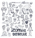 zombie cartoon doodle, vector illustration