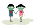 Zombie couple in love. Greeting card happy Valentine`s day
