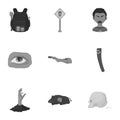 Zombie, dead, skull, and other web icon in monochrome style. Apocalypse, halloween icons in set collection.