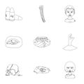 Zombie, dead, skull, and other web icon in outline style. Apocalypse, halloween icons in set collection.