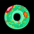 Zombie donut isolated. The sweetness of the dead. Green monster food