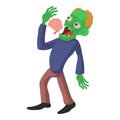 Zombie is eating brains icon, cartoon style