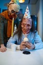 Zombie employees congratulate colleague with birthday