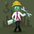 Zombie engineer, illustration character vector