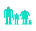 Zombie family. Zombi parents and children. Green household monsters