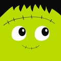 Zombie Frankenstein monster square face icon. Cute cartoon funny spooky baby character. Happy Halloween. Green head. Greeting card Royalty Free Stock Photo